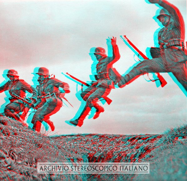 Germans jumping over an Allied trench