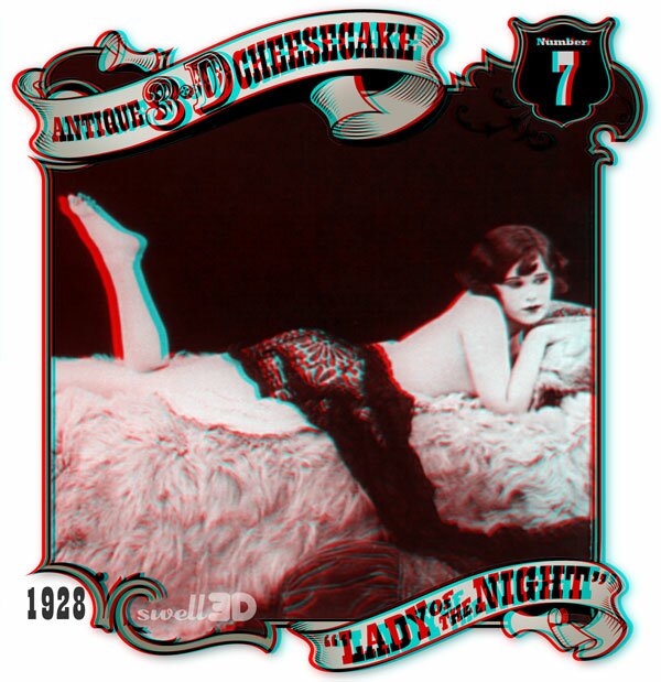Lady of the Night, Antique 3-D Cheesecake No. 7, 1928 stereograph converted to 3D anaglyph